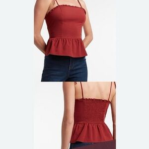 NWT Express Burgundy Rust Red Peplum Crop Top Size Large
